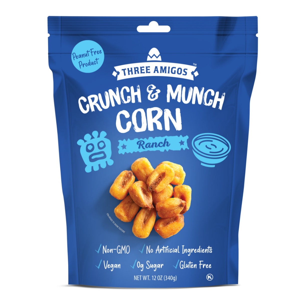 Three Amigos Crunch & Munch Corn Ranch 12oz - 8ct