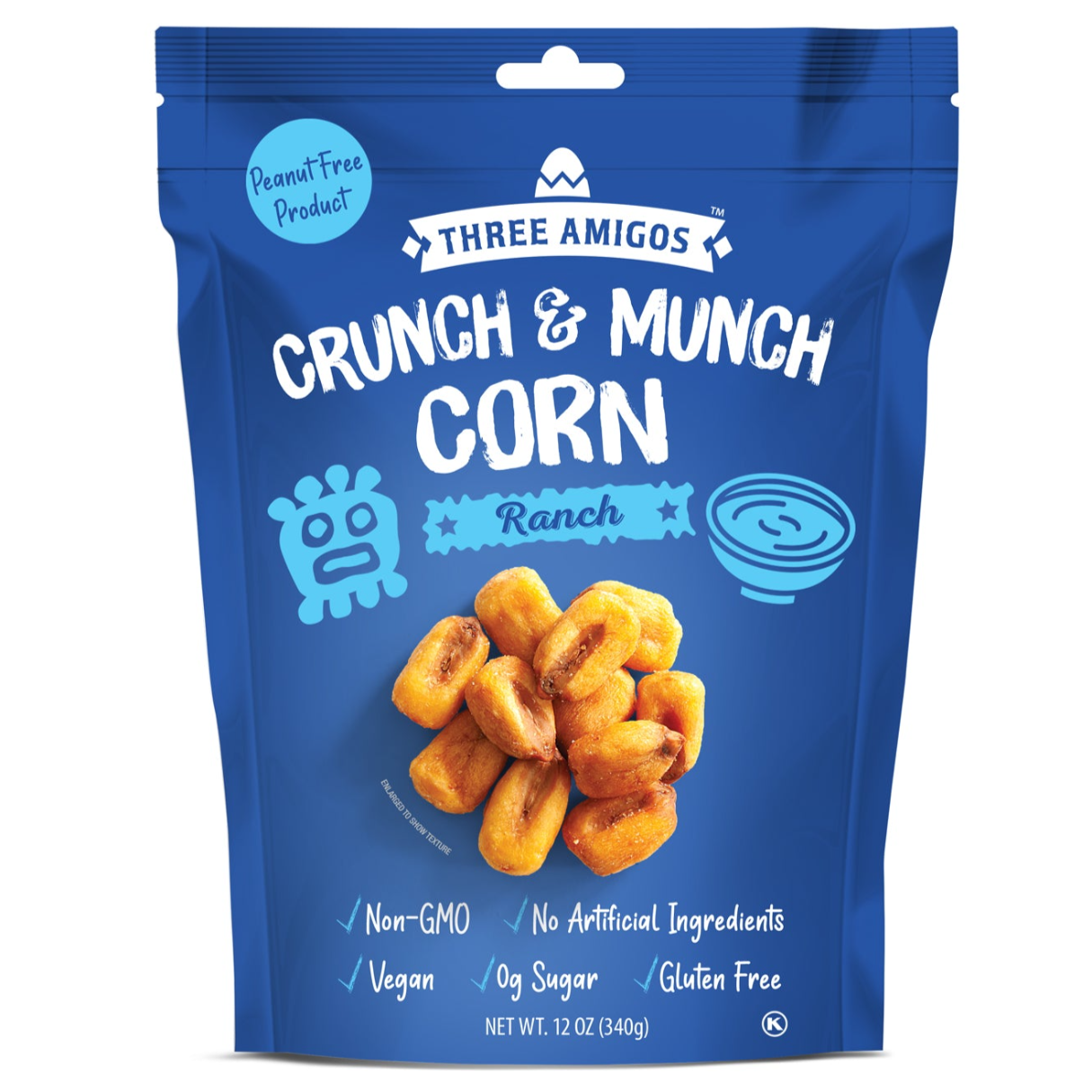 Three Amigos Crunch & Munch Corn Ranch 12oz - 8ct