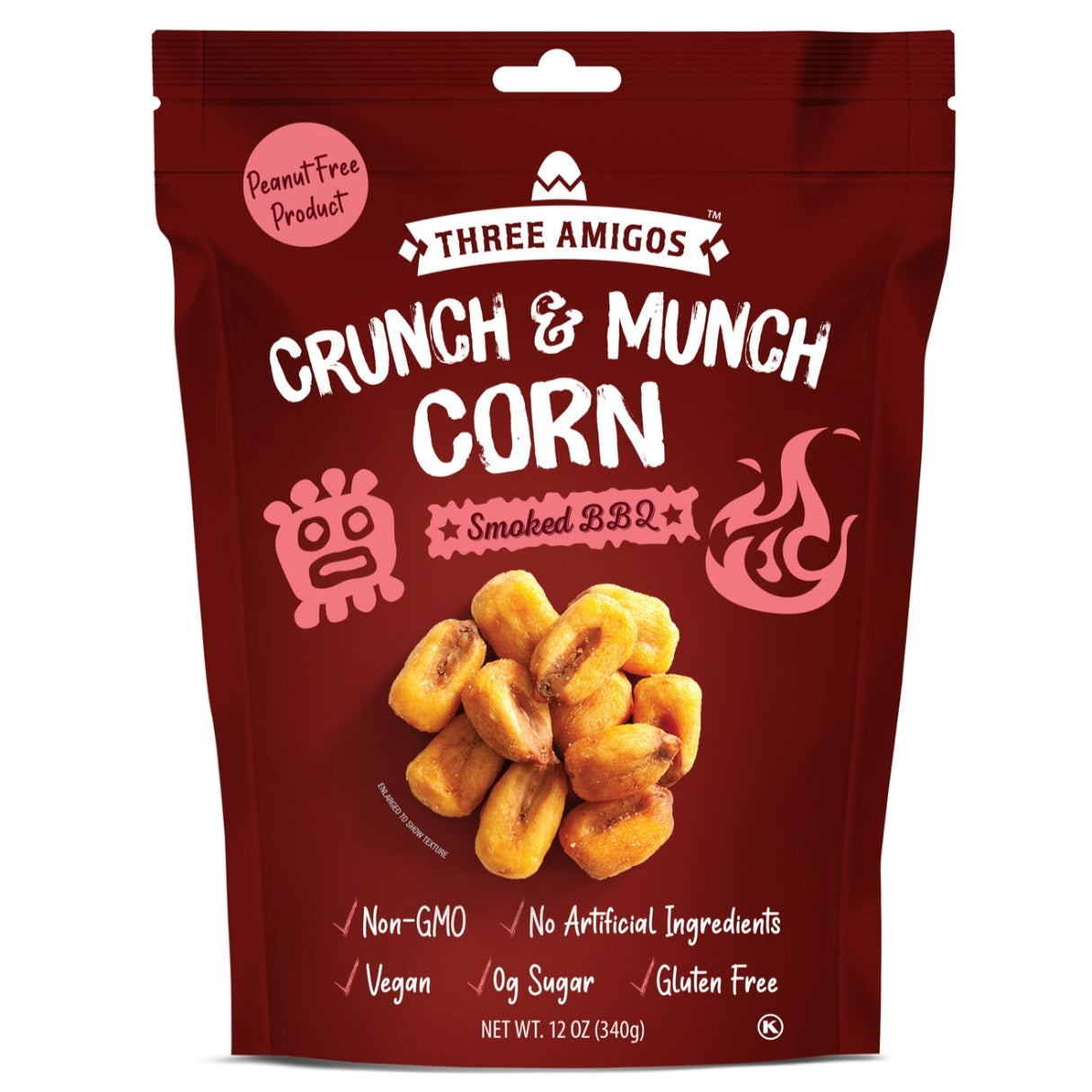 Three Amigos Crunch & Munch Corn Smoked BBQ 12oz - 8ct