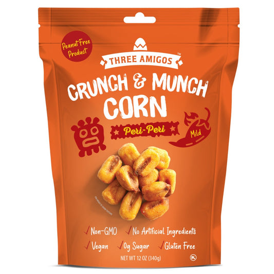 Three Amigos Crunch & Munch Corn Peri Peri 12oz - 8ct