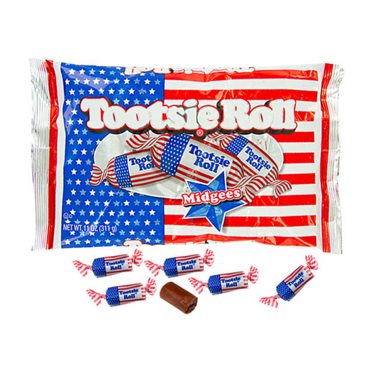 Patriotic Flag Wrapped Tootsie Rolls Bag 11oz - 12ct