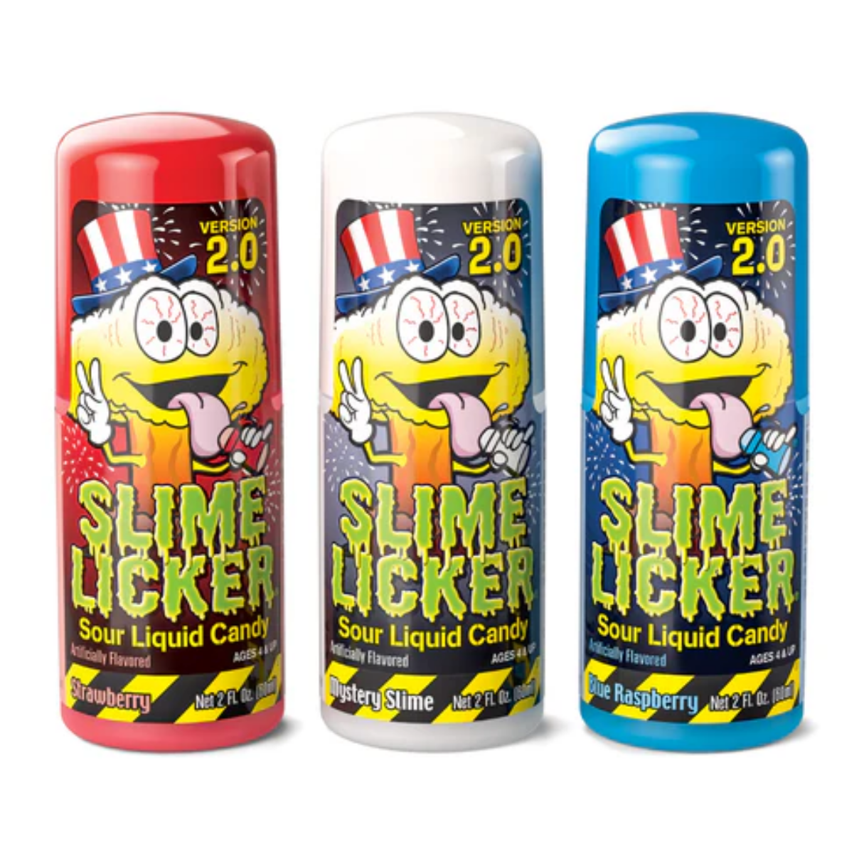 Toxic Waste Slime Licker 2.0 Red, White & Blue Sour Liquid Candy 2oz – 12ct