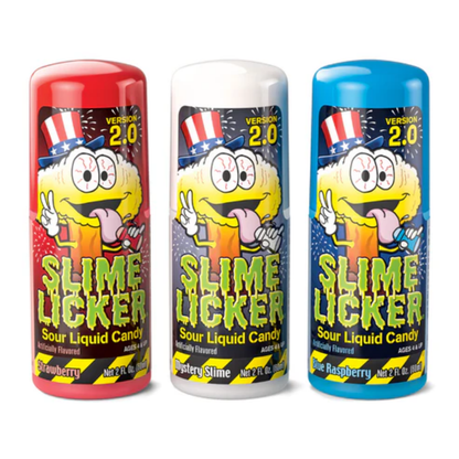 Toxic Waste Slime Licker 2.0 Red, White & Blue Sour Liquid Candy 2oz – 12ct