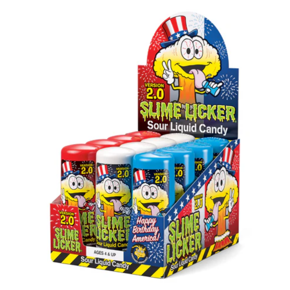 Toxic Waste Slime Licker 2.0 Red, White & Blue Sour Liquid Candy 2oz – 12ct