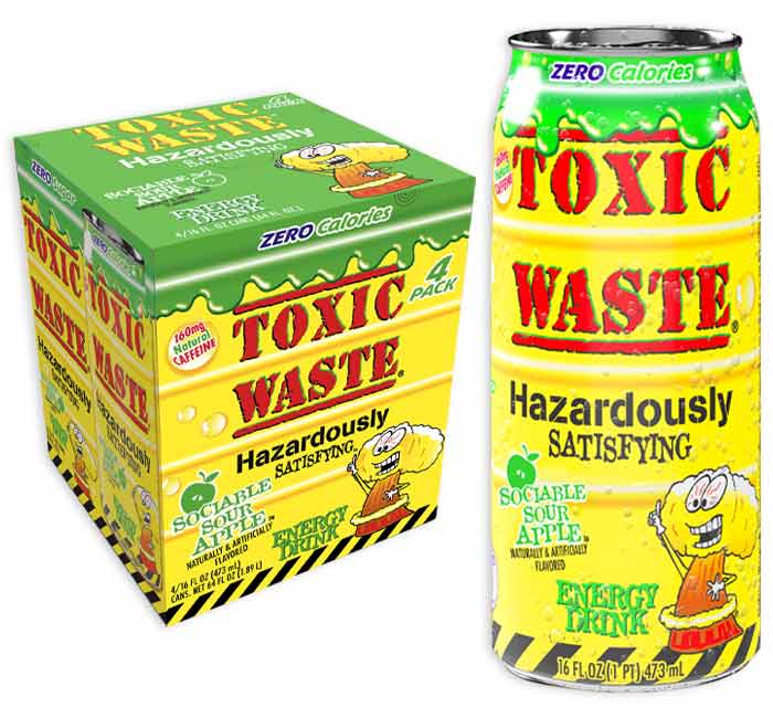 Toxic Waste Sociable Sour Apple Energy Drink 16oz - 4ct