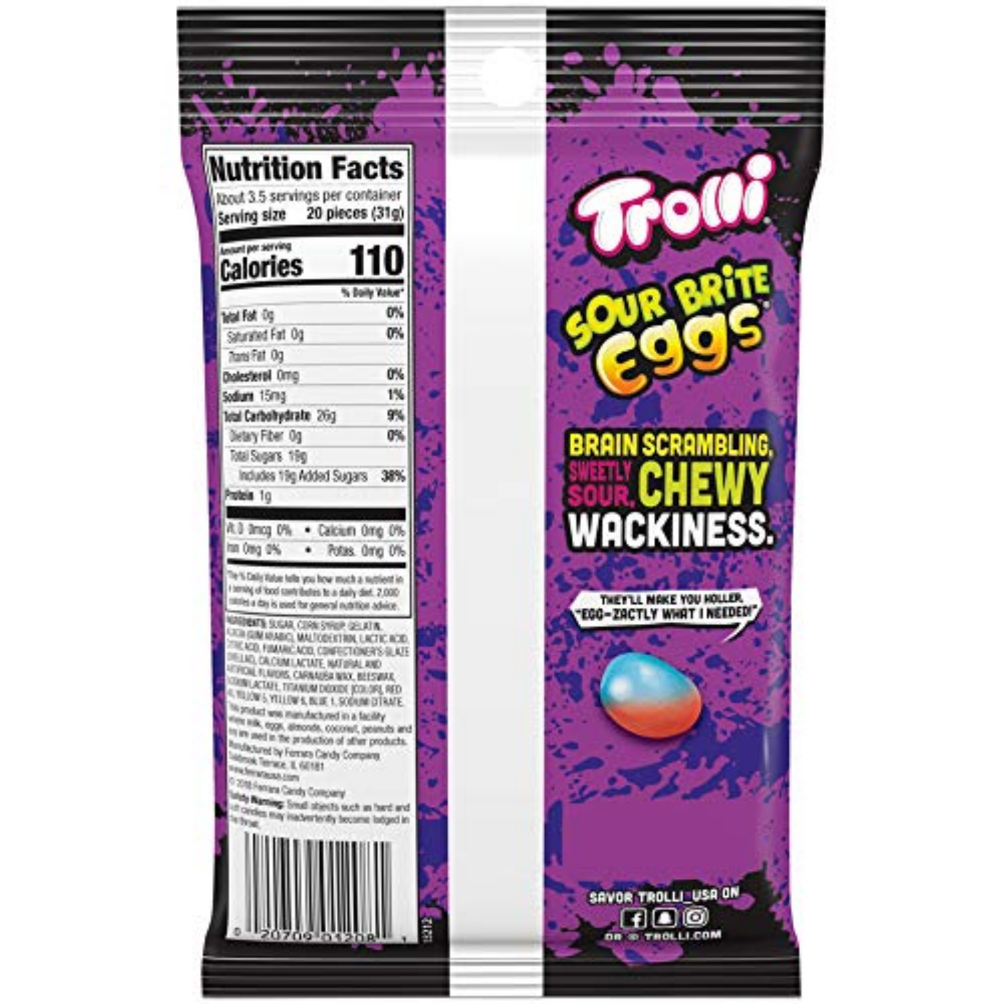 Trolli Sour Brite Eggs Peg Bag 4oz 12ct