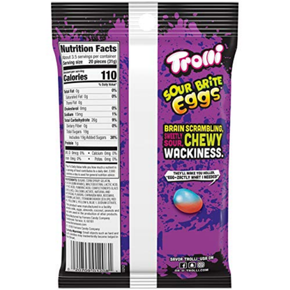 Trolli Sour Brite Eggs Peg Bag 4oz 12ct