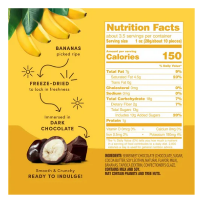 Tru Fru Nature's Bananas in Dark Chocolate 3.4oz - 6ct