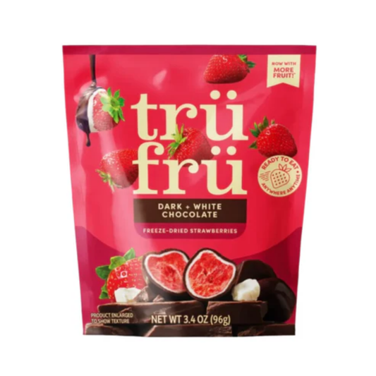 Tru Fru Nature's Strawberries in White & Dark Chocolate 3.4oz - 6ct