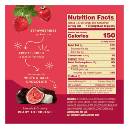 Tru Fru Nature's Strawberries in White & Dark Chocolate 3.4oz - 6ct