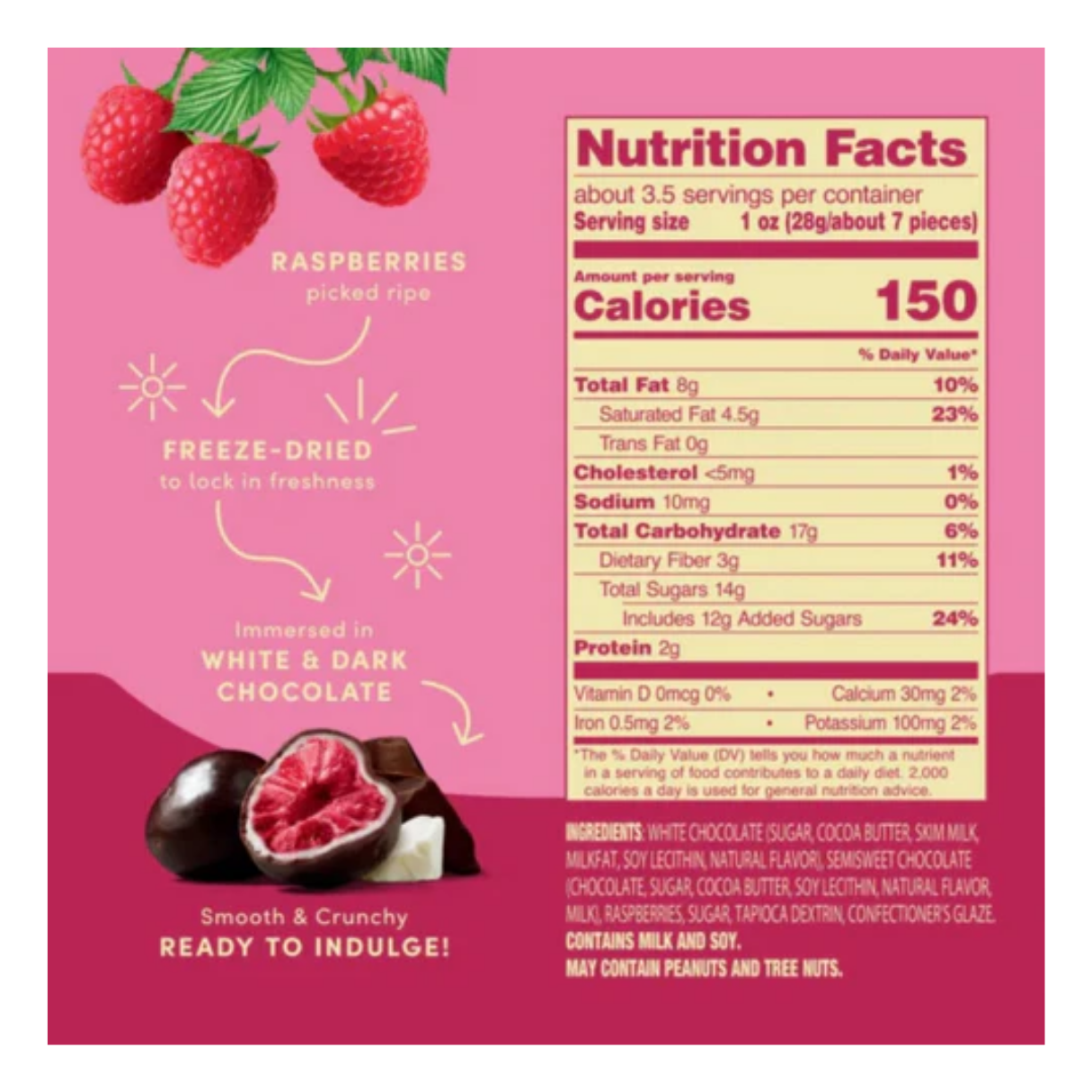 Tru Fru Raspberry in Dark Chocolate 3.4oz - 6ct