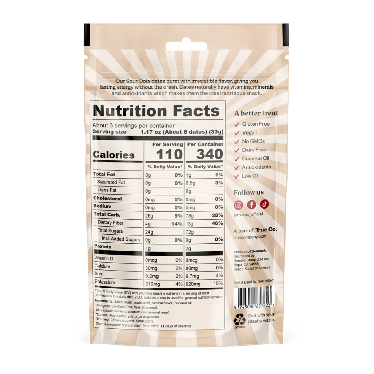 True Dates Sour Cola 3.5oz - 12ct