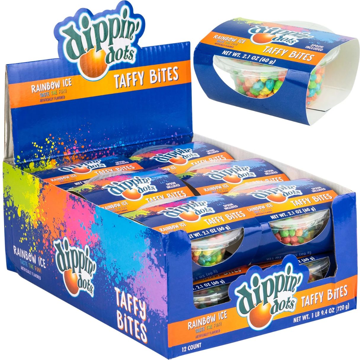 Dippin' Dots Rainbow Ice Taffy Bites Cup 2.1oz - 12ct – I Got Your Candy