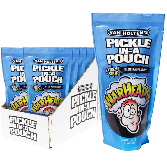 Van Holten's WarHeads Sour Blue Raspebrry Pickle In-A Pouch - 12ct