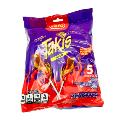 Vero Takis Fuego Chamoy Lollipops .84oz - 5ct
