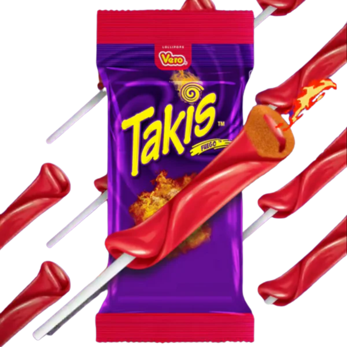 Vero Takis Fuego Chamoy Lollipops .84oz - 5ct