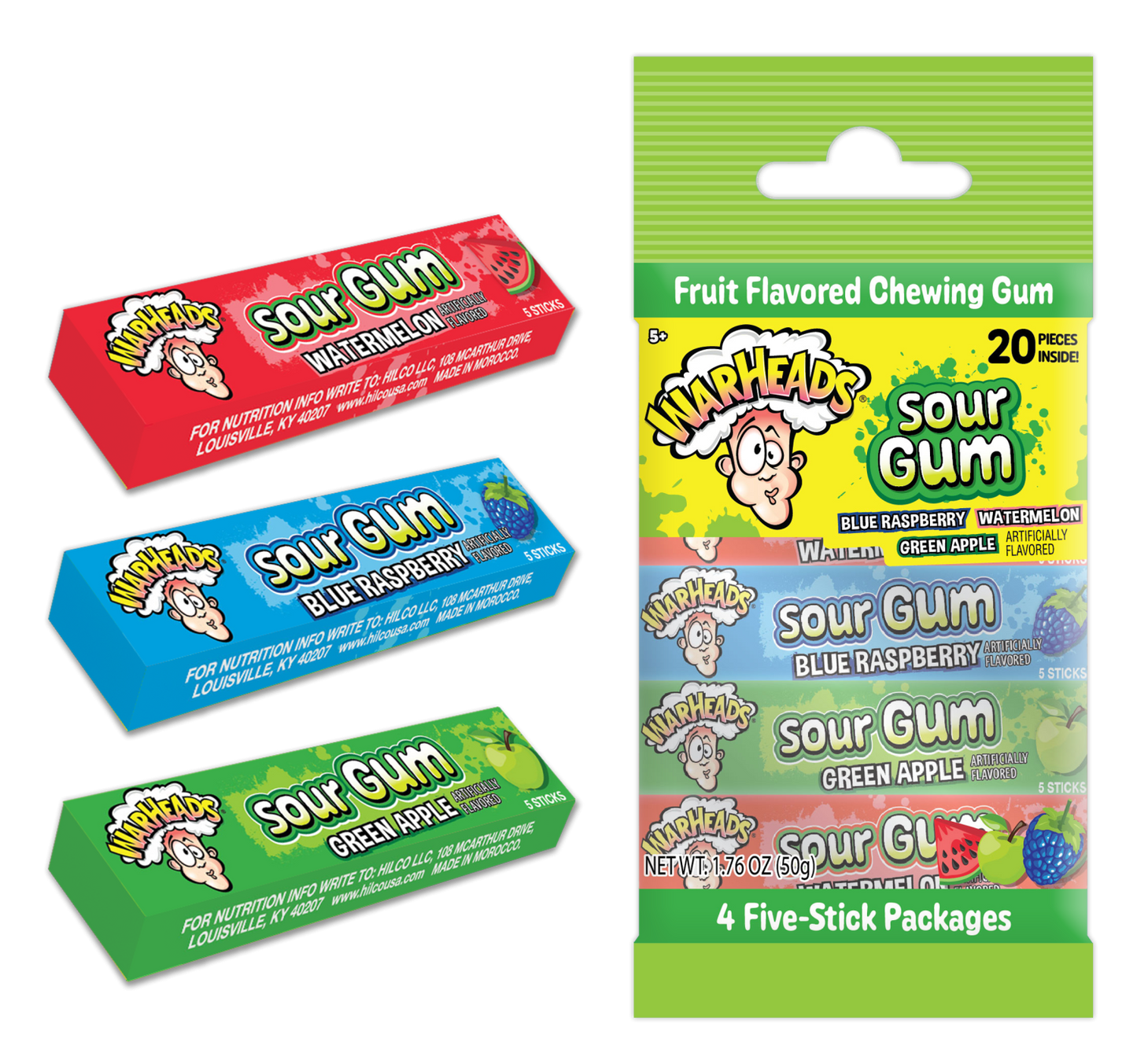 Warheads 4-Pack Sour Gum - 10ct
