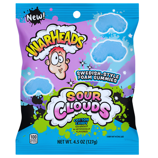 Warheads Cotton Candy Sour Clouds Swedish-Style Foam Gummies 4.5oz 12ct