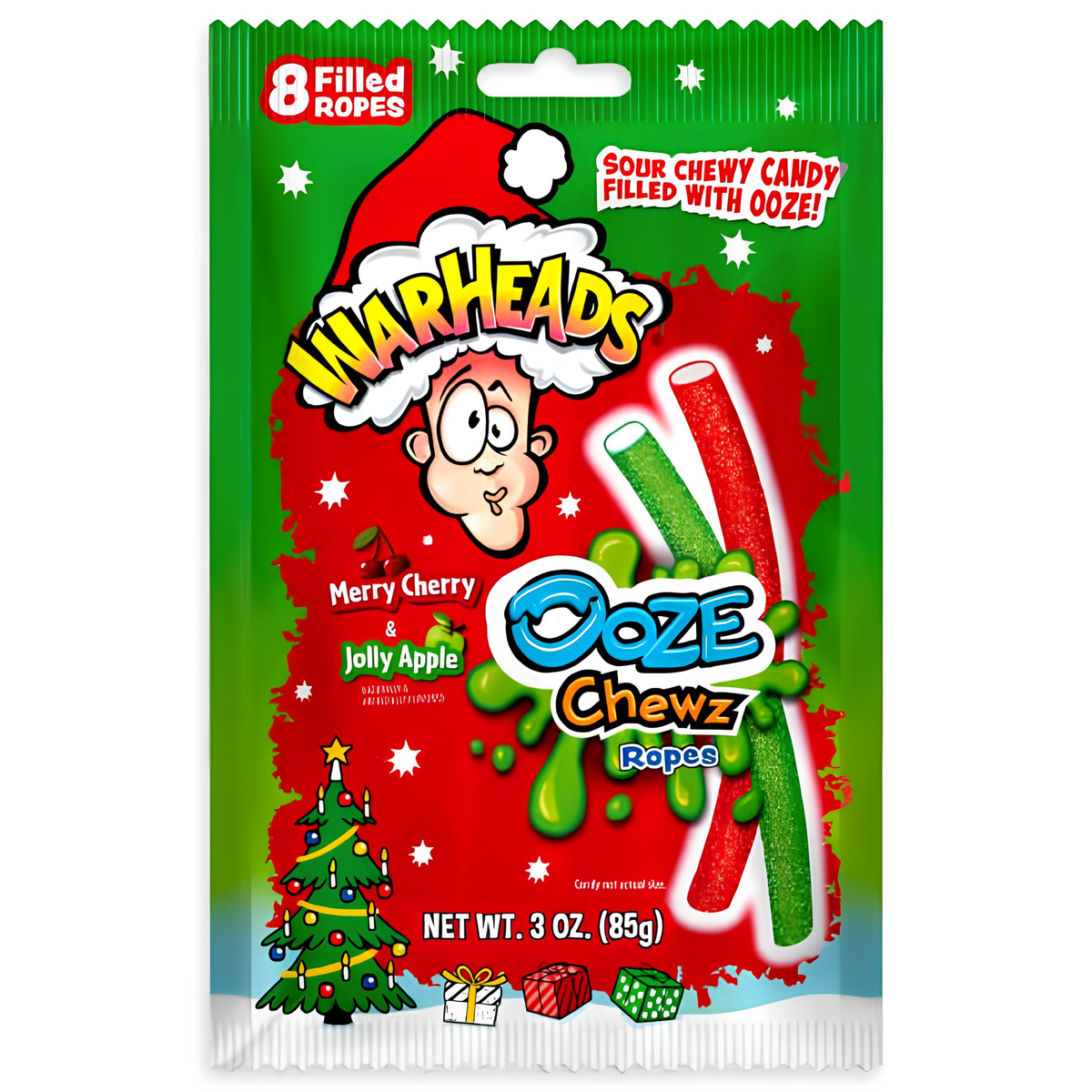 Warheads Holiday Ooze Chews Ropes Cherry & Apple Candy 3oz 12ct