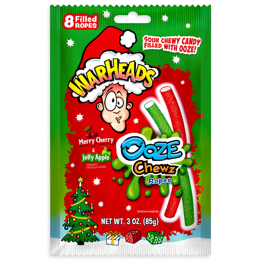 Warheads Holiday Ooze Chews Ropes Cherry & Apple Candy 3oz 12ct