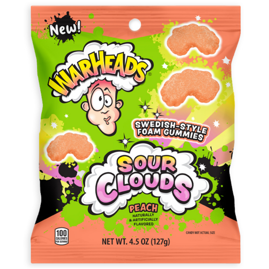 Warheads Peach Sour Clouds Swedish-Style Foam Gummies 4.5oz 12ct