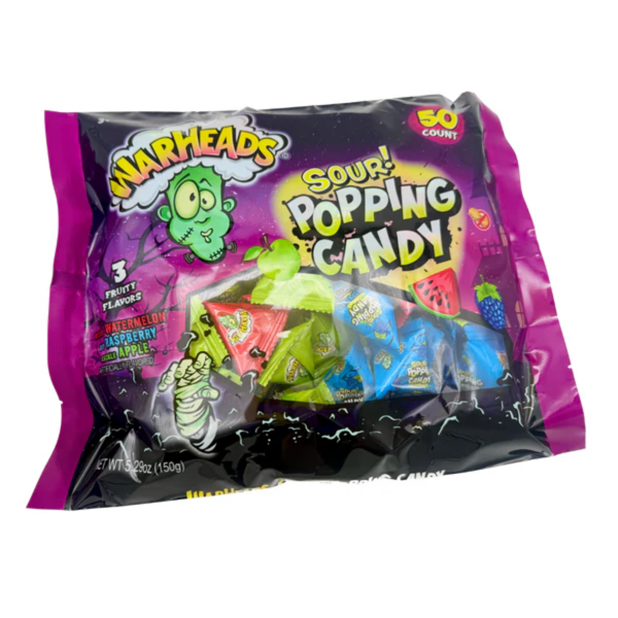 Warheads Sour Popping Candy Bag 5.2oz 50pcs - 12ct