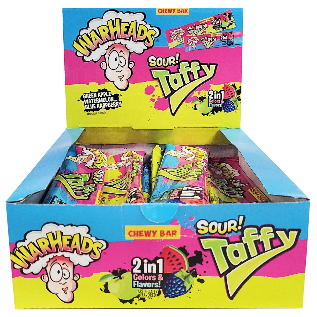 Warheads Sour Taffy 2 in 1 Chewy Bar 1.5oz - 24ct