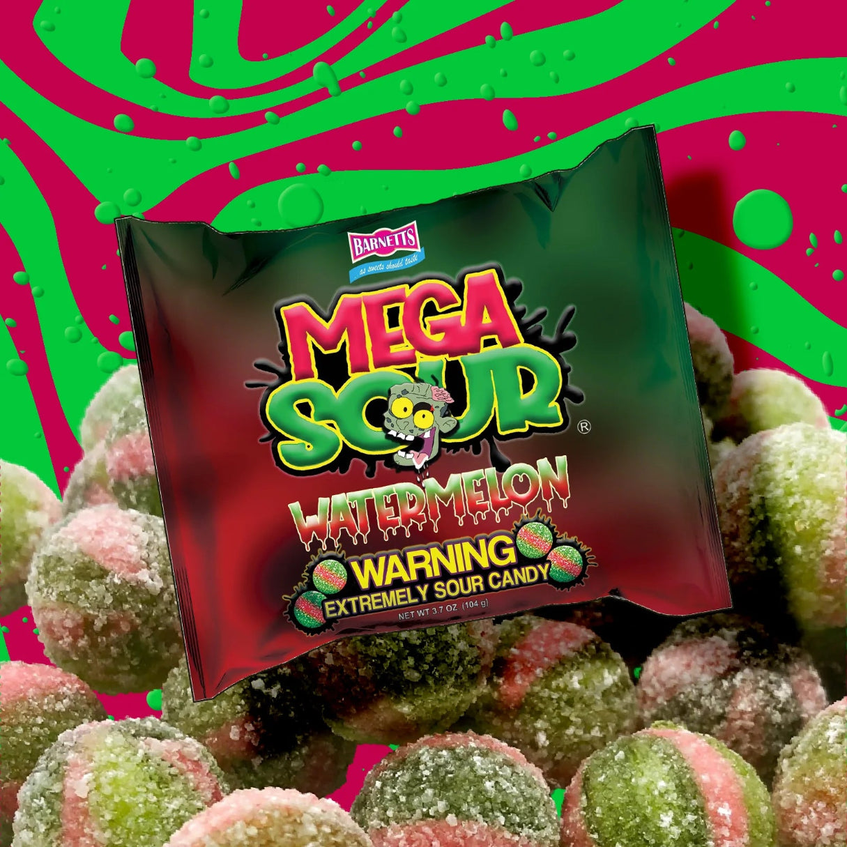 Barnetts Mega Sour Watermelon Extreme Sour Candy Pieces