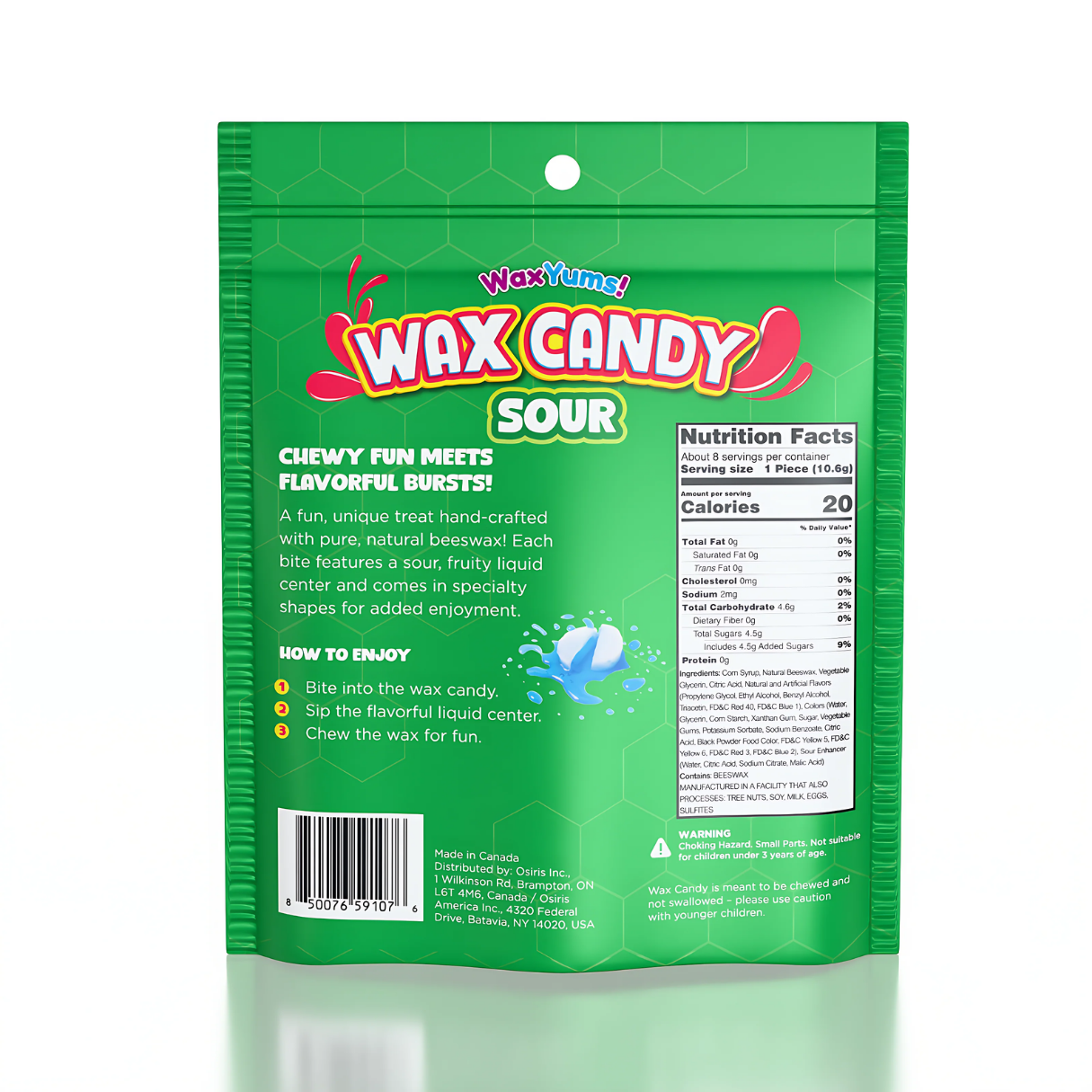 WaxYums! Chewy Gushing Sour Wax Peg Bag 3oz 12ct