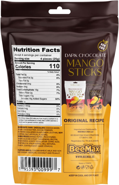 Beemax Dark Chocolate Covered Mango Sticks 3.5oz - 12ct