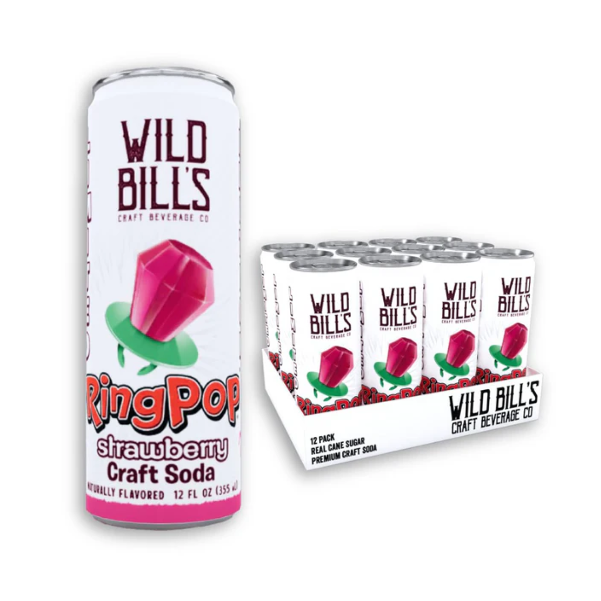 Wild Bill's Craft Beverage Co. Ring Pop Strawberry Soda 12oz - 12ct