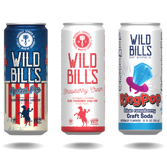 Wild Bill’s Fun Mix Craft Soda Variety Pack 12oz – Rocket Pop, Strawberry Cream & Blue Raspberry 36ct