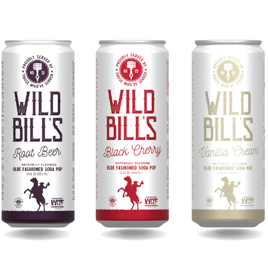Wild Bill’s Original Mix Craft Soda 12oz – Root Beer, Black Cherry & Vanilla Cream 36ct
