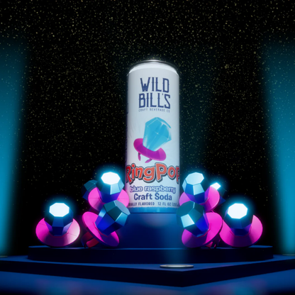 Wild Bill's Ring Pop Blue Raspberry Craft Soda 12oz - 12ct