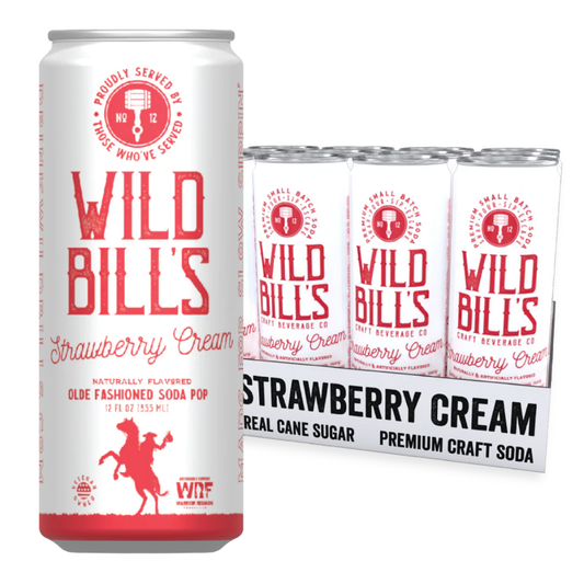 Wild Bill's Strawberry Cream Craft Soda 12oz - 12ct