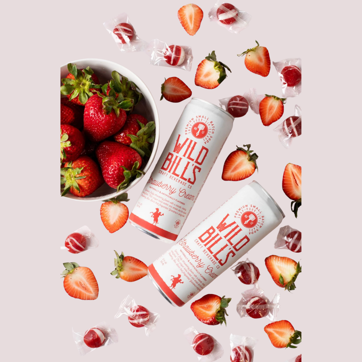 Wild Bill's Strawberry Cream Craft Soda 12oz - 12ct