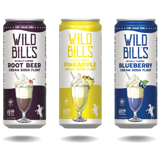Wild Bill’s Zero Sugar Cream Soda Float Mix 12oz – Root Beer, Pineapple & Blueberry 36ct