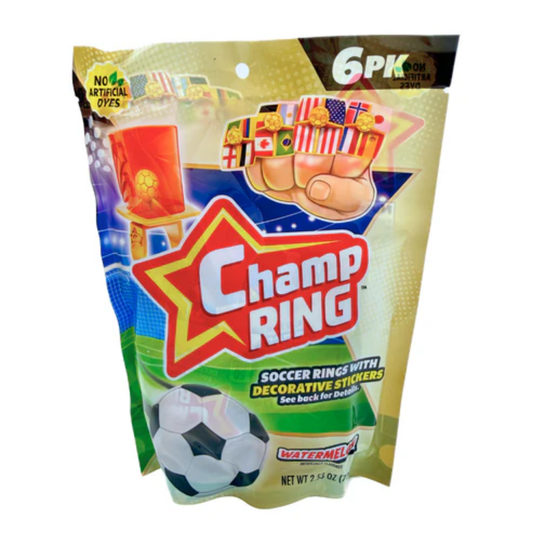 World Cup Soccer Champ Watermelon Lollipop Rings 6ct - 12cs