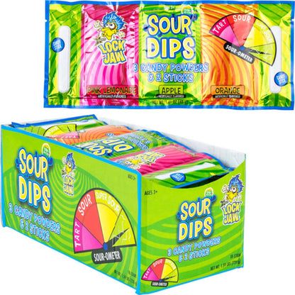 Koko's Lock Jaw Sour Dips 3pk Candy Powder Sticks 1.41 oz - 216ct