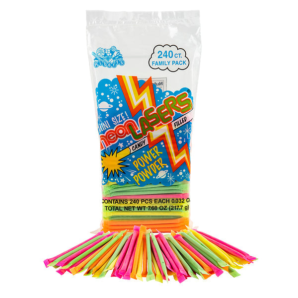 Albert's Mini Neon Laser Powder Straws  7.68oz- 3ct