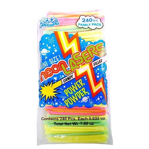 Albert's Mini Neon Laser Powder Straws  7.68oz- 3ct