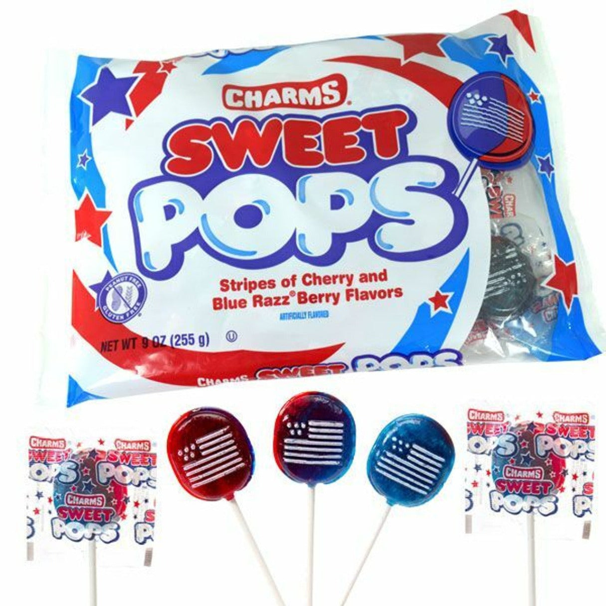 Charms Sweet Patriotic Flag Pops Bag 9oz - 12ct