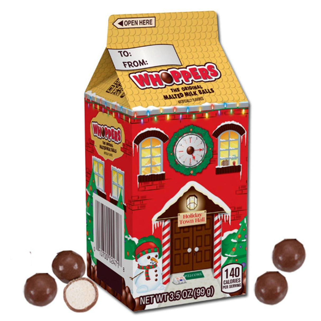 Whoppers Candy Christmas House Box 3.5oz - 12ct
