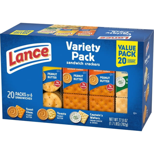 Lance Sandwich Crackers Variety Pack 3 Flavors - 20ct