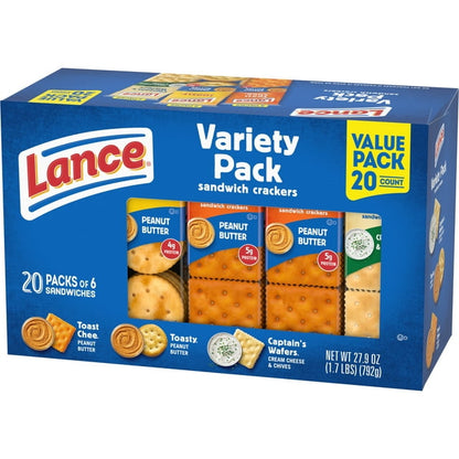 Lance Sandwich Crackers Variety Pack 3 Flavors - 20ct