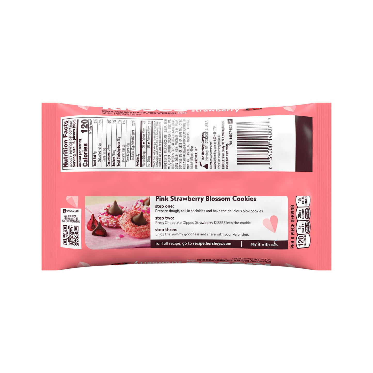 Hershey's Kisses Chocolate Dipped Strawberry Valentine's Day Candy Bag 9oz - 12ct