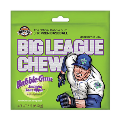 Big League Chew Sour Apple Bubble Gum  2.12oz - 12ct