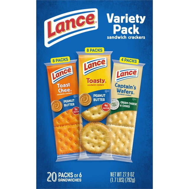 Lance Sandwich Crackers Variety Pack 3 Flavors - 20ct