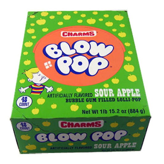 Charms Blow Pops Sour Apple - 48ct