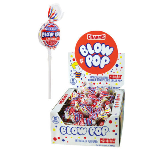 Charms Blow Pop Lollipops Cherry - 48ct